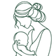 Illustration of a woman holding a baby with a soft, warm background