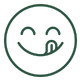 Simple smiley face icon with a curved line for the mouth on a white background