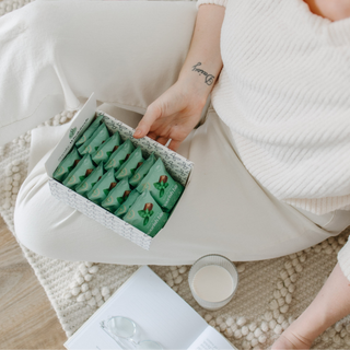 A box of Sneaky Wholefoods Mint Brownie Nourish Bites, high in protein, gluten free and plant based