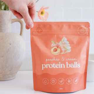 Peaches and Cream Protein Ball Mix in the kitchen