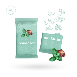 Mint Brownie Nourish Bite by Sneaky Wholefoods, combining rich chocolate flavour and refreshing mint in a nutrient-dense treat that aligns with our mission to sneak goodness into your day