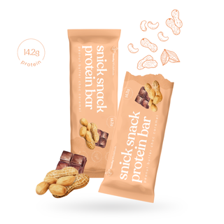 Sneaky Wholefoods Peanut Butter Caramel Snick Snack Protein Bar, a gluten-free, plant-based, high-protein bar made from wholefoods, perfect for healthy indulgence
