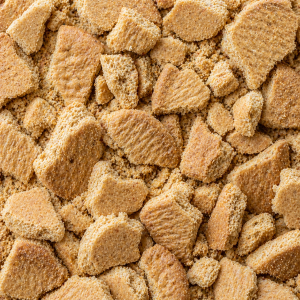 Close-up of a textured biscuit pieces 