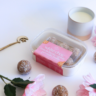 White Chocolate Macadamia Cookie Protein Balls