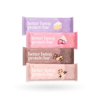 Better Being Protein Bar Bundle by Sneaky Wholefoods, featuring a variety of plant-based, high-protein bars designed to support healthy, convenient snacking for a balanced lifestyle