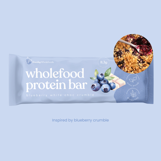 image of bar with inspired blueberry crumble pictured 