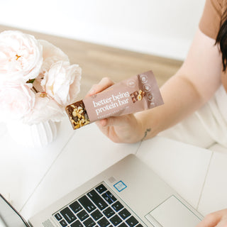 Hazelnut Choc Fudge Protein Bar open showing ingredients 