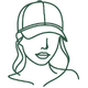 Outline drawing of a person wearing a cap