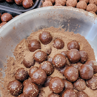 Choc Teaser Protein Balls Behind the Scenes being made at the Sneaky Wholefoods Kitchen