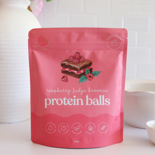 Step-by-step video on how to make Raspberry Fudge Brownie Protein Balls, showcasing an easy recipe for gluten-free, plant-based snacks high in protein.