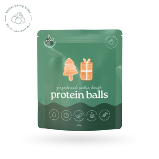 Festive Gingerbread Cookie Dough Protein Ball Mix by Sneaky Wholefoods, a blend of natural ingredients creating a wholesome snack that evokes cherished Christmas memories and delightful flavours