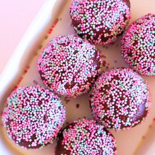 Chocolate Speckled Cake Pop Protein Ball Close up 