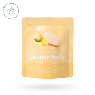 Protein Ball Mix packet with Lemon Cheesecake written on the packet 