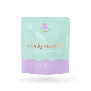 Sneaky Wholefoods Sneaky Seconds packet featuring a delightful assortment of nutritious, delicious pieces from our range of bars and bites that didn’t quite make the cut, showcasing our commitment to real ingredients and sustainable snacking