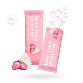 Brightly packaged Sneaky Wholefoods Strawberries and Cream Better Being Protein Bar, gluten-free and plant-based, featuring real ingredients to nourish your active lifestyle